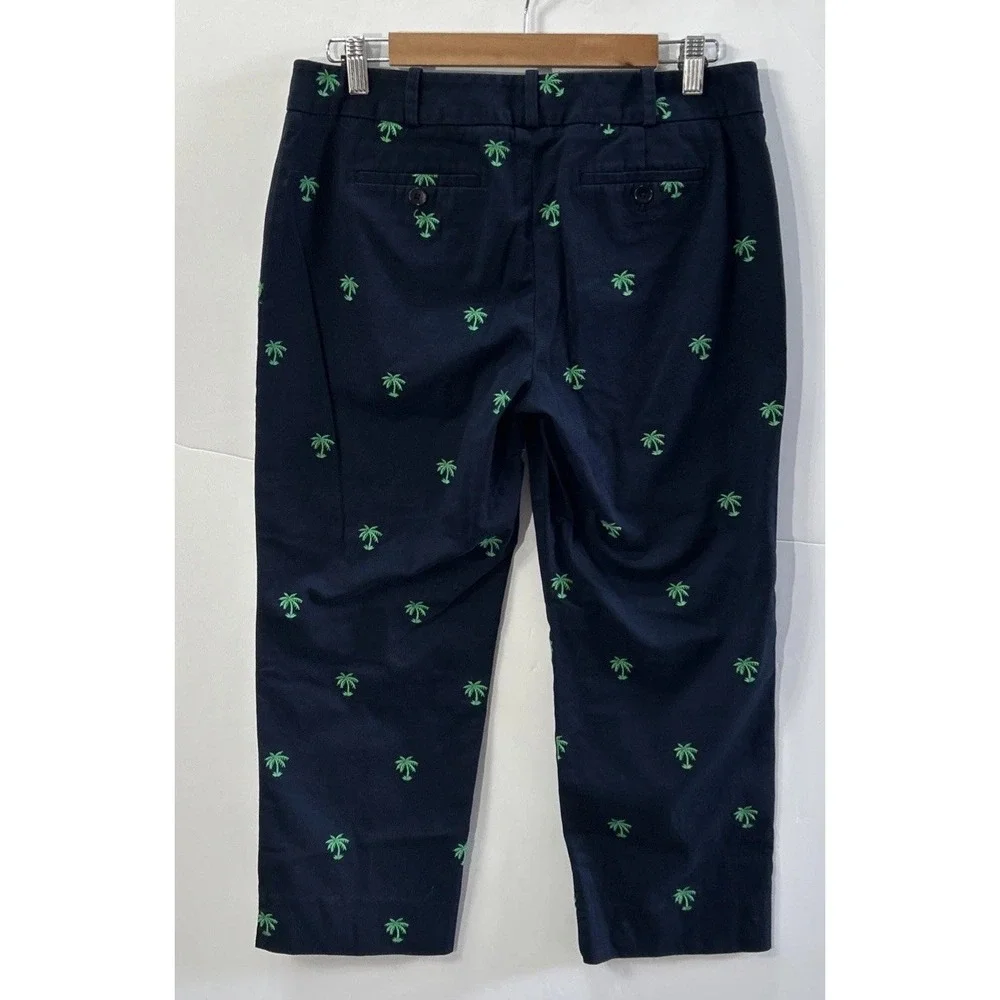 Women's Talbots Signature Crop Chino Pants Embroidered Palm Trees 🌴 Sz 8 Petite